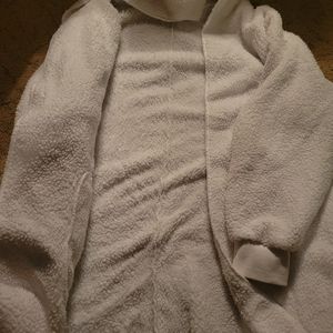 White fluffy winter Hooded Cardigan